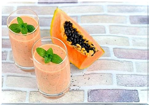 Glass of papaya smoothie