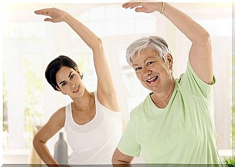 Two women exercising