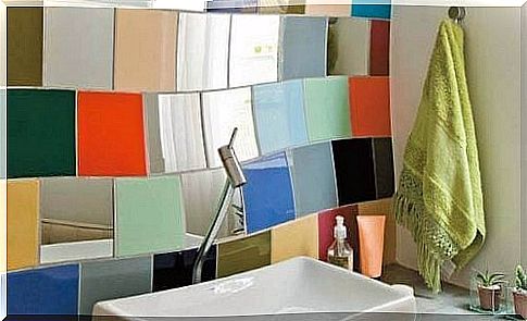 Bathroom decor with colorful tiles