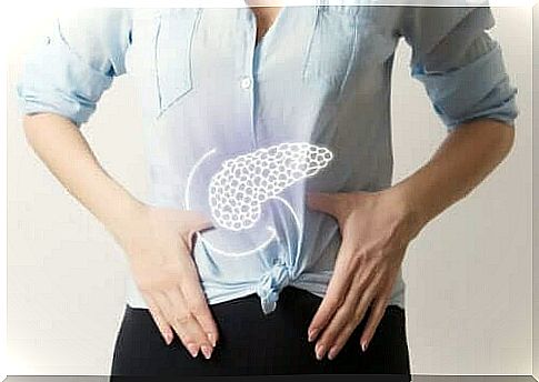 Woman showing pancreas