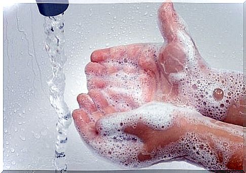 Person washing hands