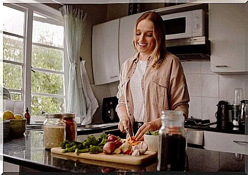 Woman making dinner