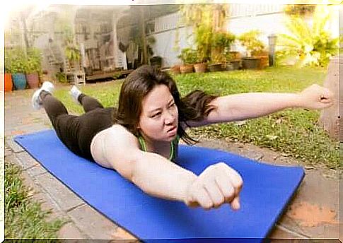 Woman exercising outside