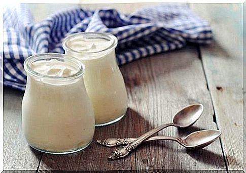 Natural yogurt in two glasses