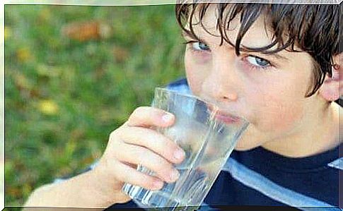 Boy drinking water