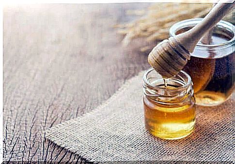 Honey in a glass jar