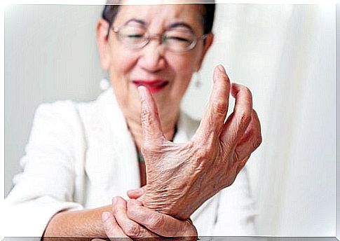 Elderly woman with joint pain