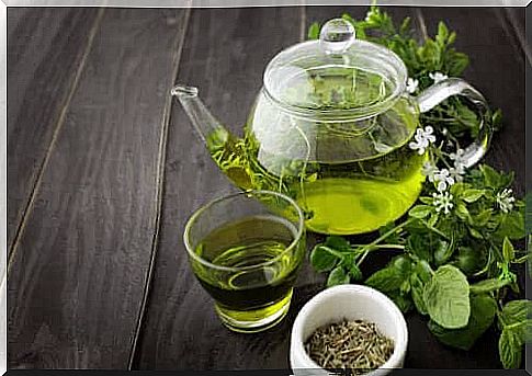 Green tea in glass